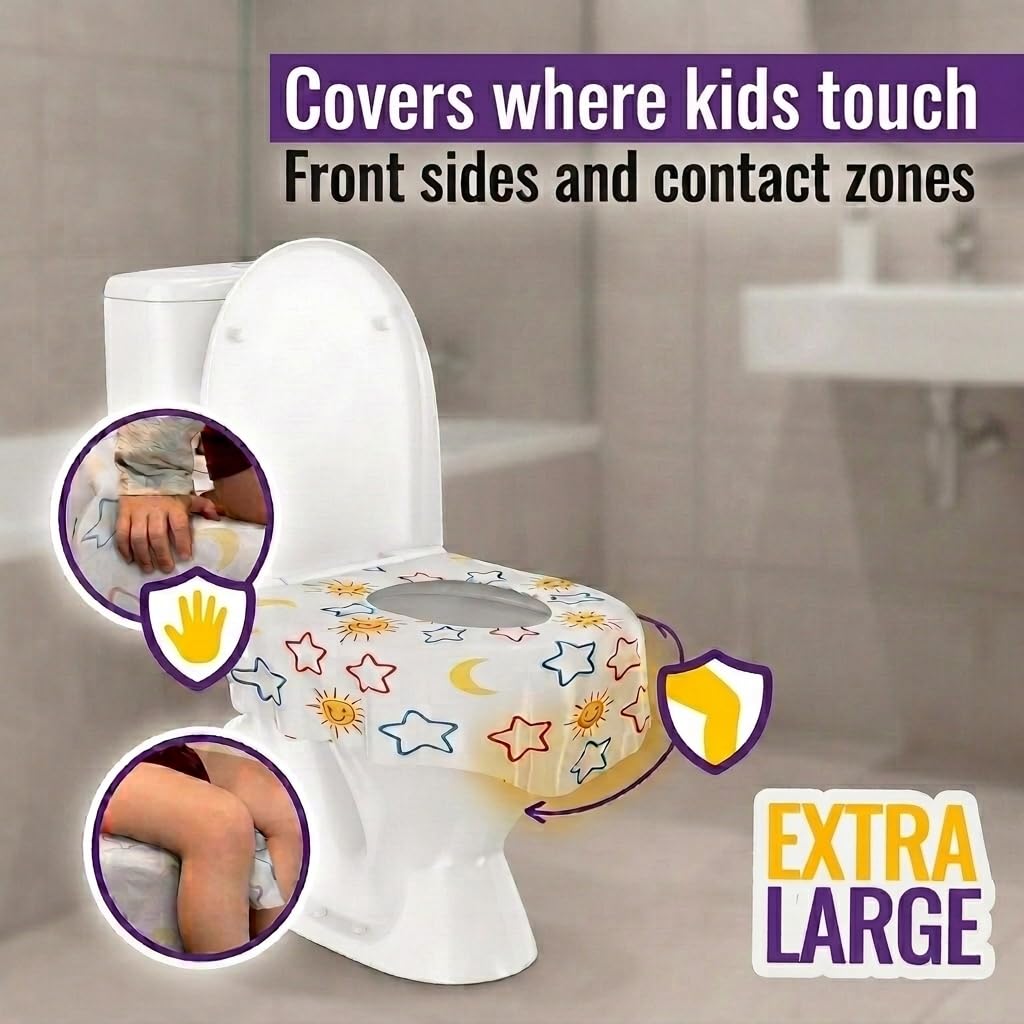 Mighty Clean Baby - Fundas desechables para asiento de inodoro, 22 fundas impermeables grandes para niños pequeños, niños y adultos, 2 paquetes de 11 fundas