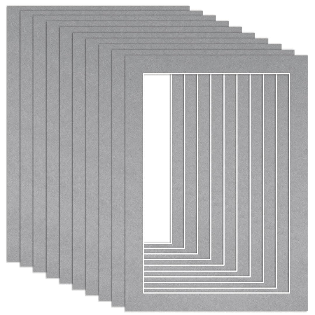 Procut Global 70x50cm Silver Picture Mounts to Fit 60x40cm Aperture - Precision Cut Cardboard Photo Mount - Ideal for Frames, Prints, Artwork & Certificates - Sizes & Colours Available - 10 Pack — image 1