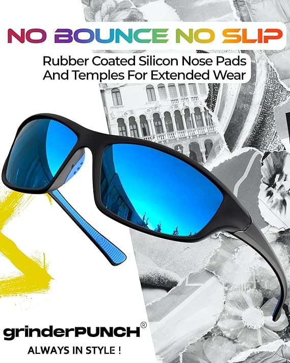Image of grinderPUNCH Sport Polarized Sunglasses for Men & Women Baseball Running Cycling Fishing Golf Driving Shades Sun Glasses