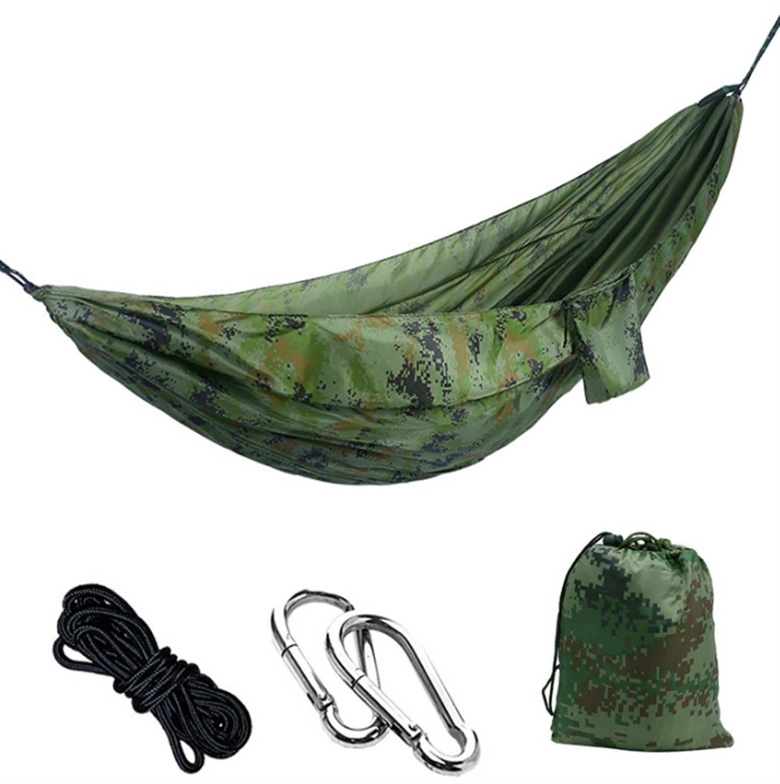 Hamak Ogrodowy Zewnątrz Hamak Do Wypoczynku Na Świeżym Powietrzu 270x140cm Ultralekki, Oddychający Ogród Dziedzińcu Przenośna Huśtawka Podróżna Kempingowy Przenośny(F)