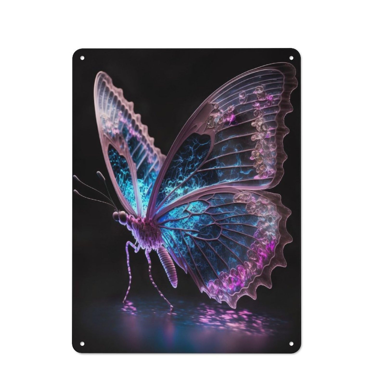 Junmoney Neon Butterfly Metal Wall Sign 40X30cm, Rustic Decor For Hallway Wall, For Metal Sign Collectors, For Garage And Workshop Walls