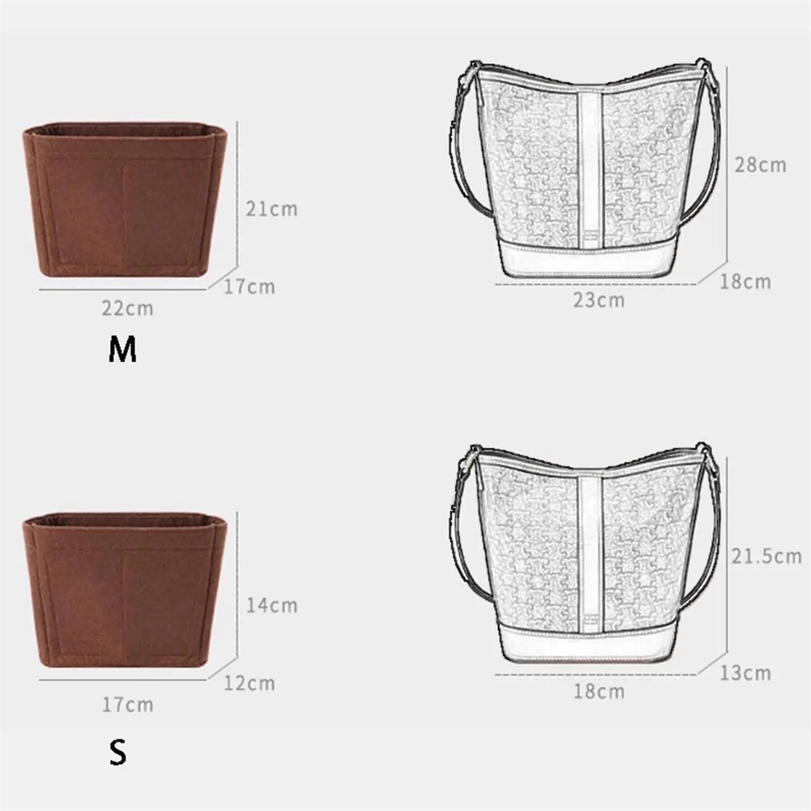 Inserto Organizador de Bolsa de Fieltro, Bolsa organizadora, Inserto for Mochila, Bolsa Interior Grande en Bolsa(Beige,M(22-17-21cm))