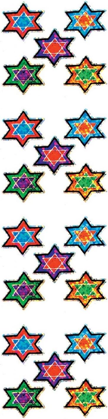 Jillson Roberts Prismatic Stickers, Judaic, Micro Stars of David, Multicolor Jewel Tones, 12-Sheet Count (S7530)