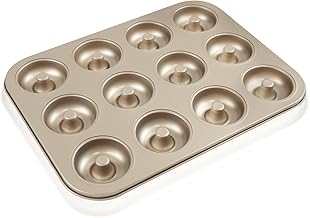 Mu Mianhua Doughnut Baking Tin 12 Cavity Doughnut Pan Doughnut Mould Non Stick Carbon Steel Baking Tray for Begal, Sandwich, Doughnut, Brownies, Doughnut