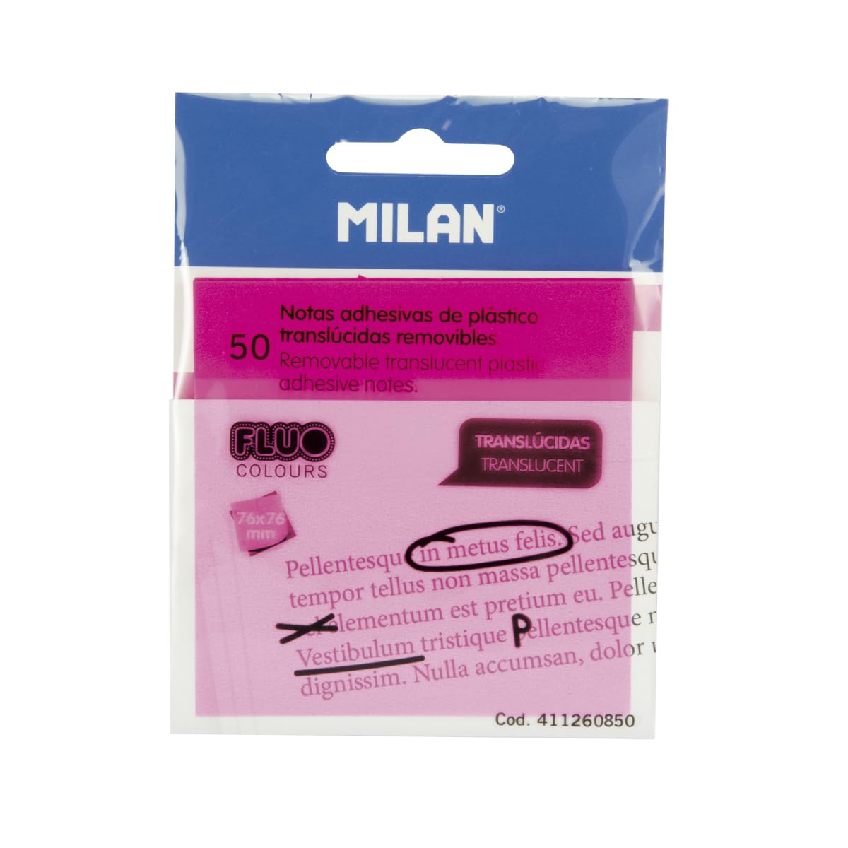 Milan 411260850 Translucent Removable Sticky Notes