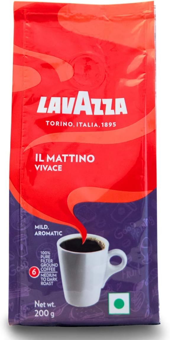 IL Mattino Vivace 100% Pure Filter Ground Coffee Powder, 200g, Bag
