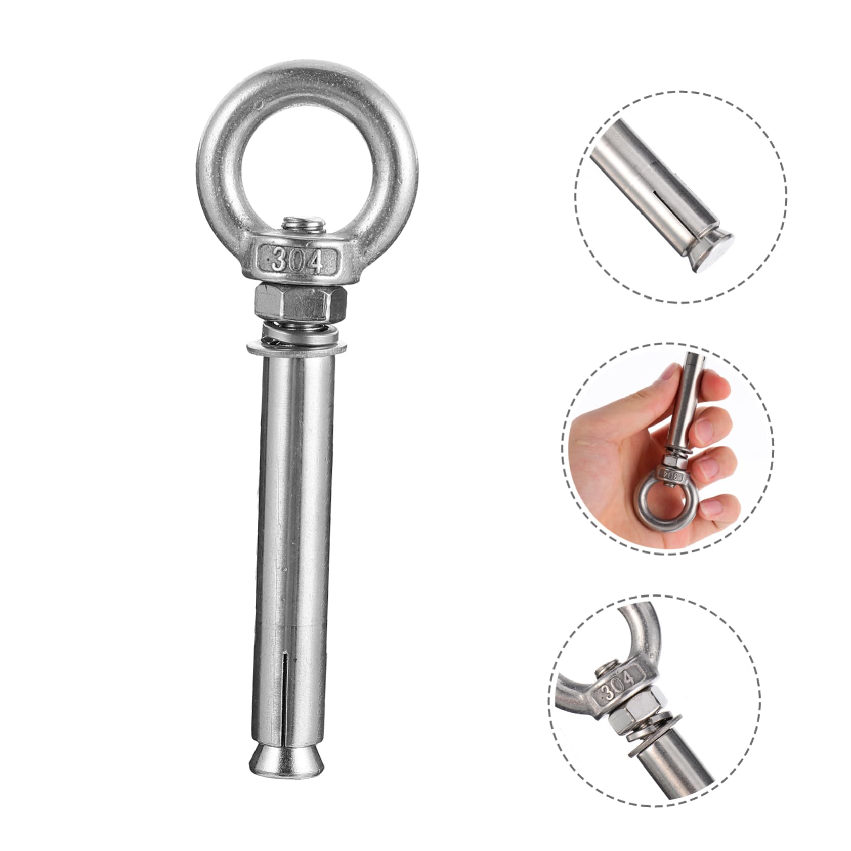Cabilock 5 Pcs Stainless Eye Nuts Expansion Screw Eye Ring Bolt Nut Rustproof Fasteners for Home Garden Decorations Automotive