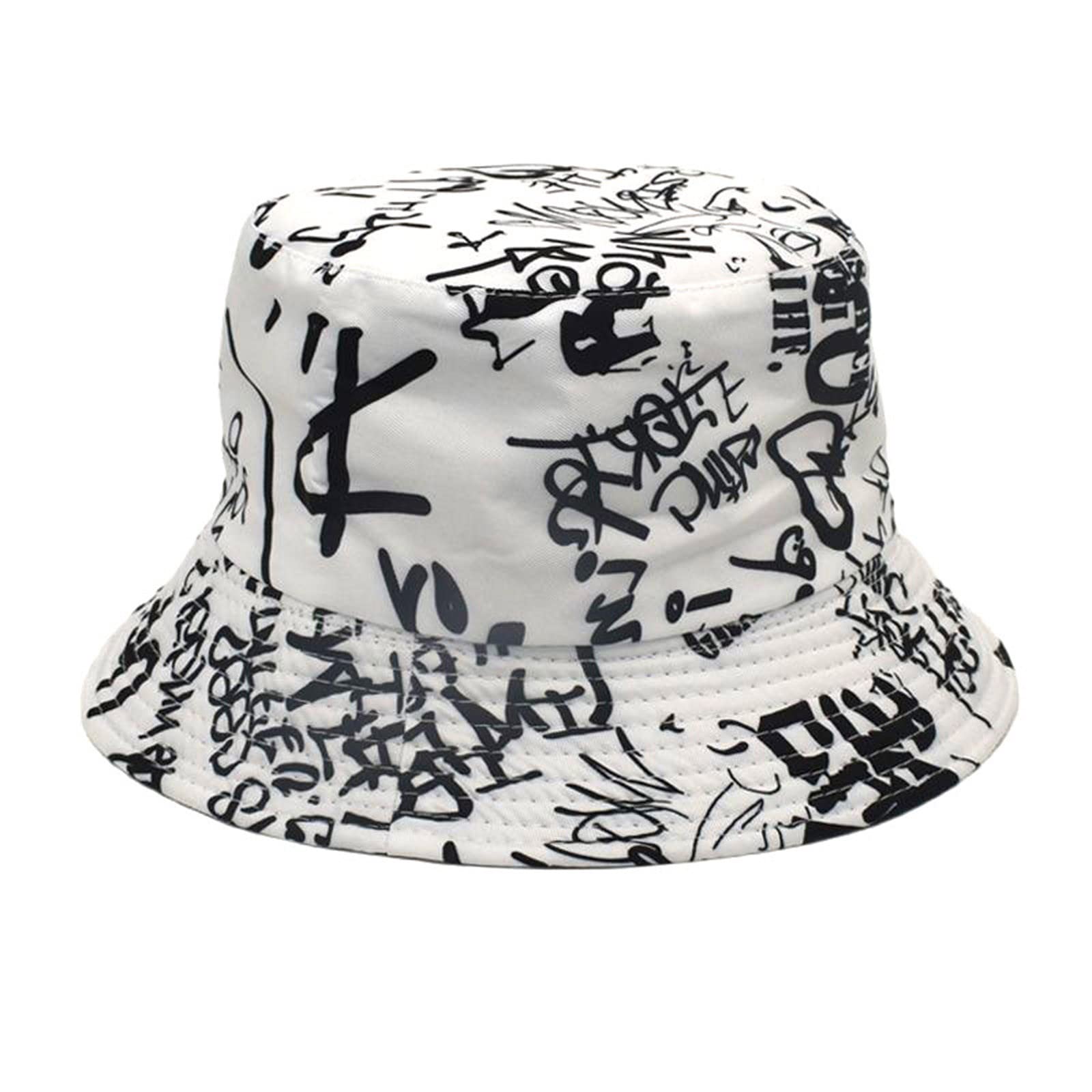 Unisex Letter Print Bucket Hat – Fisherman Style, Outdoor Party, for Women & Men#Z White