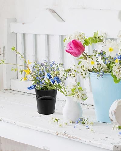 Miniatura 5 de Paquete de 12 macetas de barandilla para plantas al aire libre, macetas pequeñas colgantes de balcón de 4 pulgadas con ganchos desmontables y