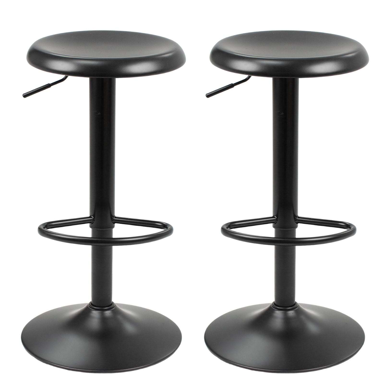Bar Stools - 2 Pack, Adjustable Swivel Height Counter Bar Stool, Modern Metal Barstools, Backless Barstool for Bar, Kitchen Island, Pub, Black