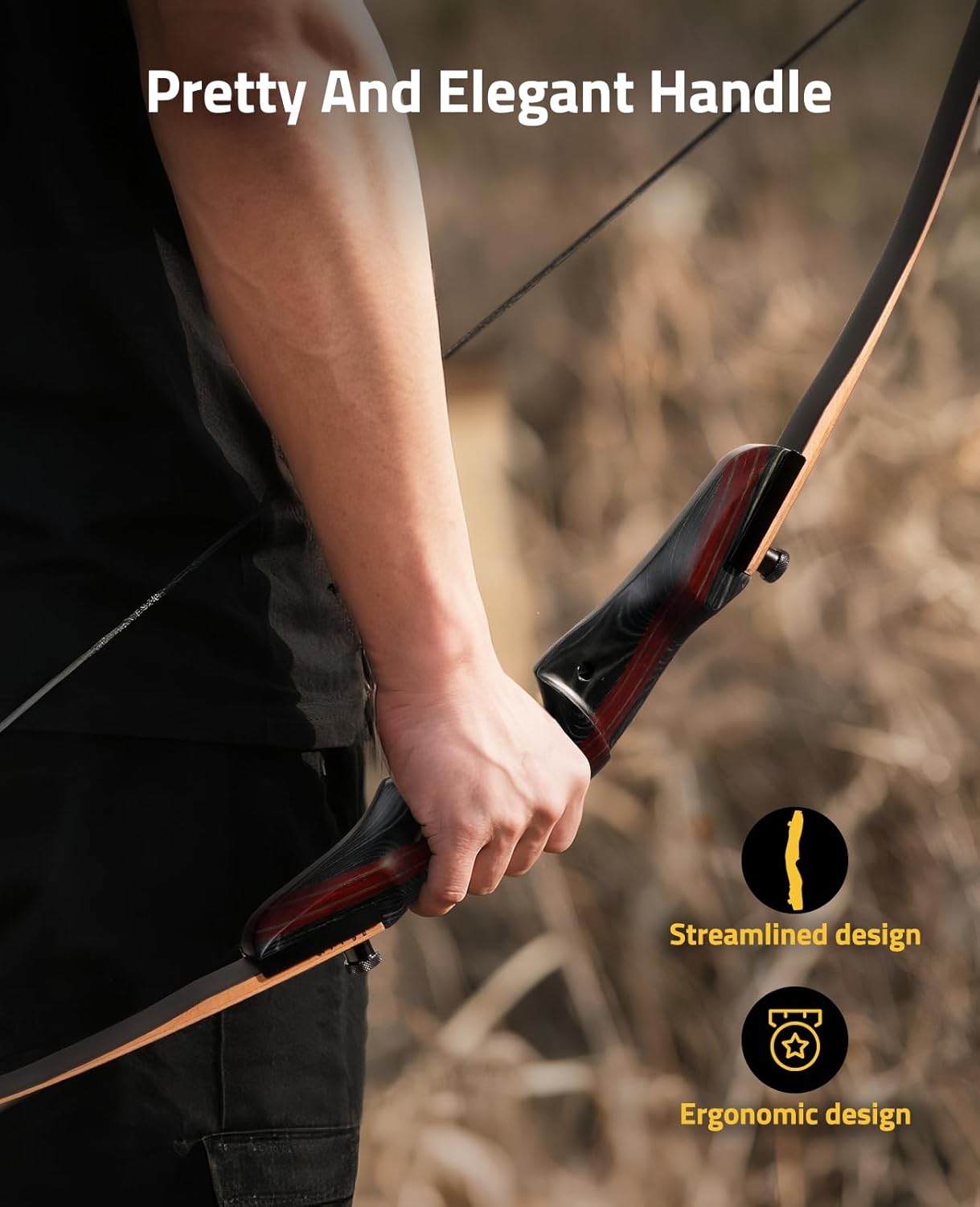 CVLIFE 62" Recurve Bow and Arrow Set for Adults and Hunter,30lb-40lb Right Hand Wooden Takedown Hunting Recurve Bow,for Beginners to Advanced,Outdoor Hunting and Target Practice