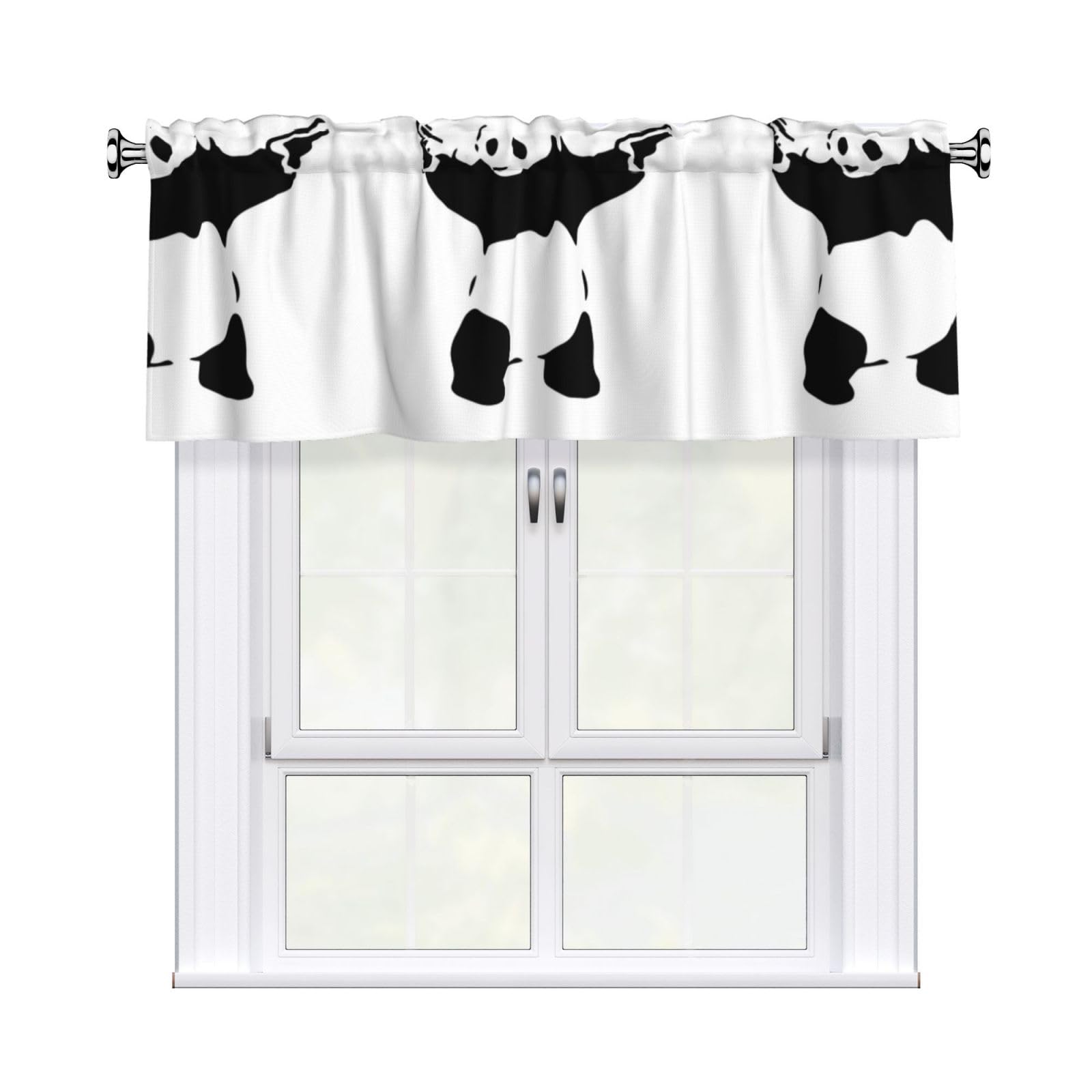 WHJDPP Panda With Prints Curtain Valance 54x18 Inch - Peach Skin Window Cover with Printed Design, Filtering Light for Kitchen Decor