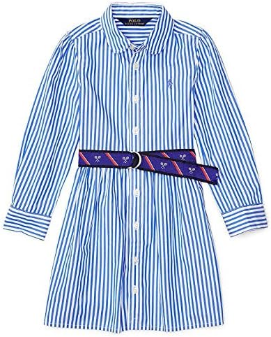 Amazon Polo Ralph Lauren ポロラルフローレン 長袖ストライプシャツドレス Blue ワンピース 6 6才 並行輸入品 フォーマル 通販