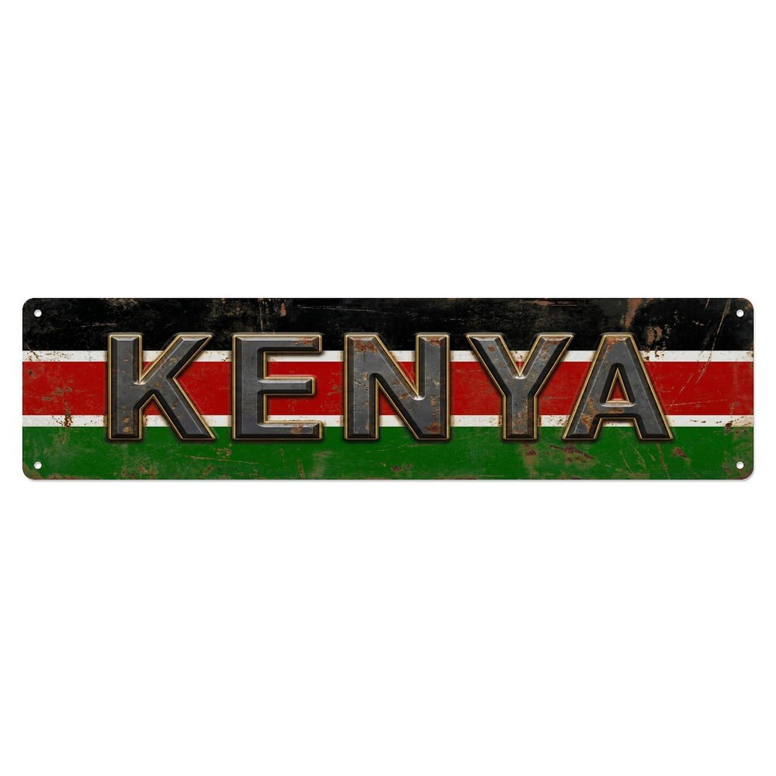 Vintage Kenya Flag Pattern Metal Tin Sign