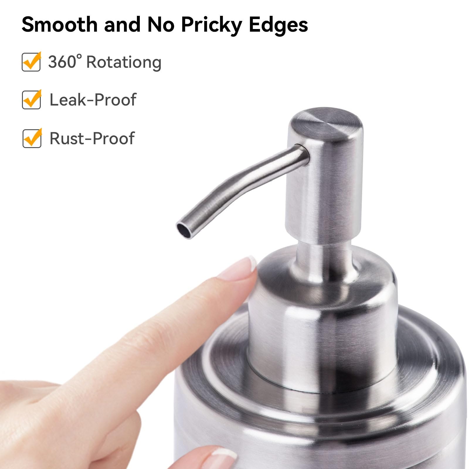 Dispensador de jabón de acero inoxidable para fregadero de cocina, baño, recargable, para encimera, botella de bomba de loción, 300 ml