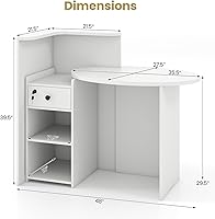 Vista 12 de Giantex Reception Desk, Front Counter Desk with Lockable Drawer, Checkout Table with Round Tabletop, Corner Shelf & Adjustable Shelf for Office
