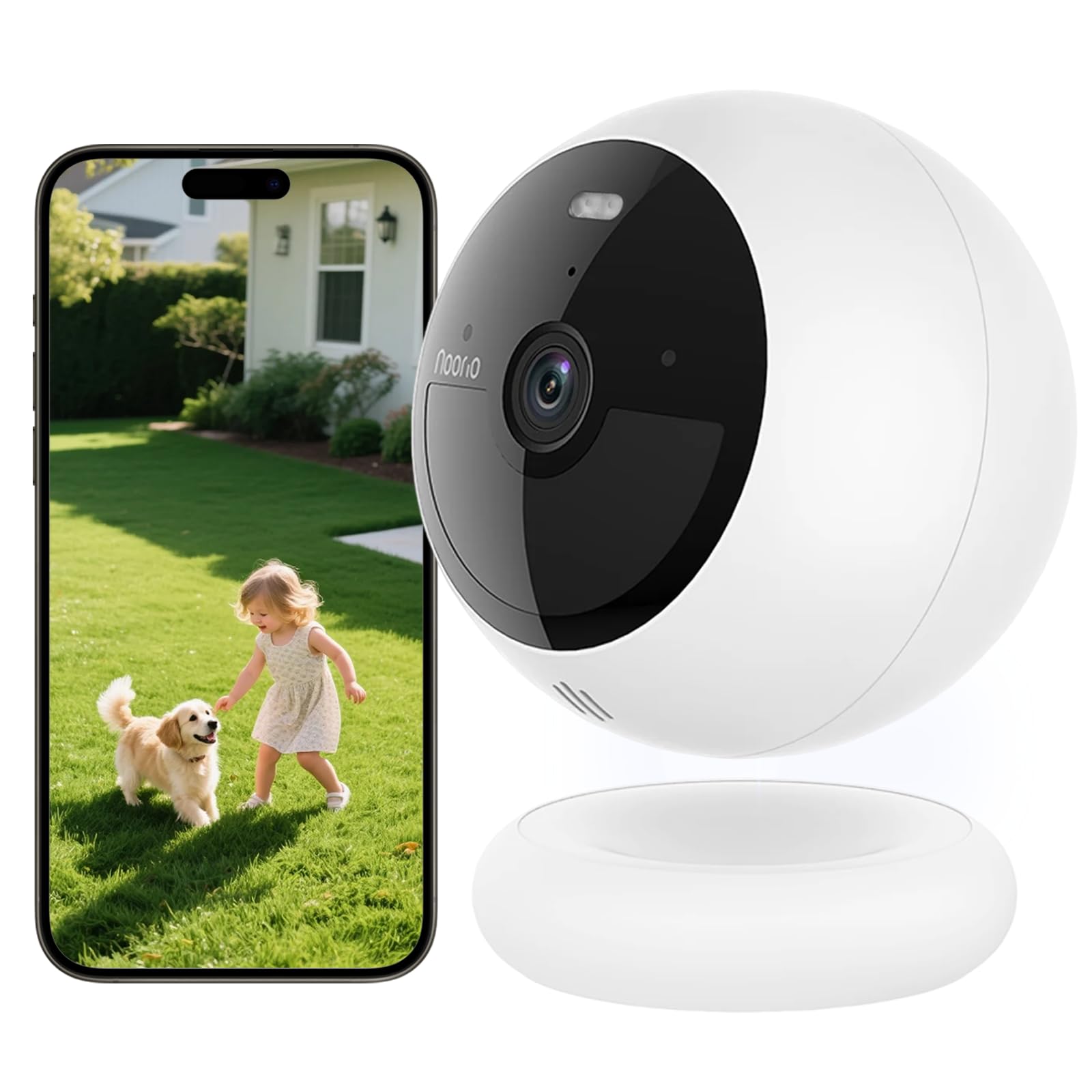 Noorio B210 Wireless Security Camera with 2K and 16GB Local Storage, Wireless Home Security Camera Battery Powered, Color Night Vision with Spotlight, Work with Alexa, Set up in Minutes