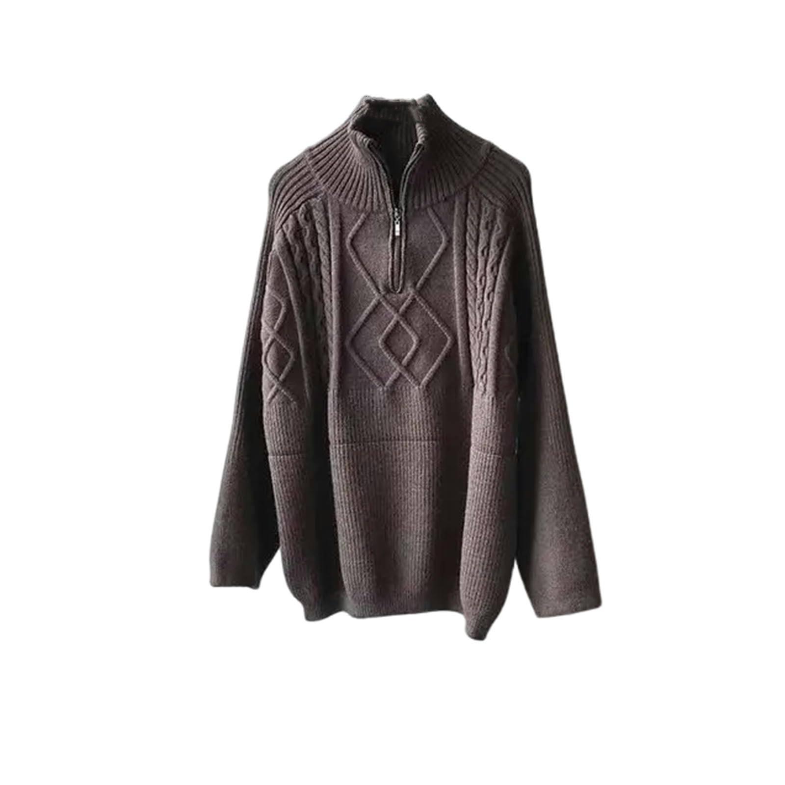 Sweter dla kobiet, sweter oversize, gruby, ciepły sweter z dzianiny, solidny długi rękaw, golf, zamek błyskawiczny, płaszcz zimowy