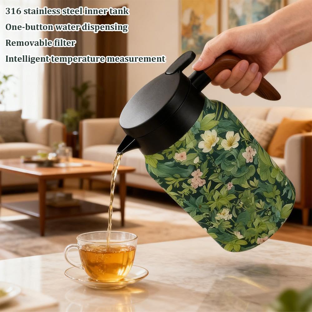 Caraffa termica con infusore integrato, teiera a doppia parete in acciaio inox per caffè caldo e foglie sfuse, elegante bollitore per casa e ufficio, capacità 1500 ml