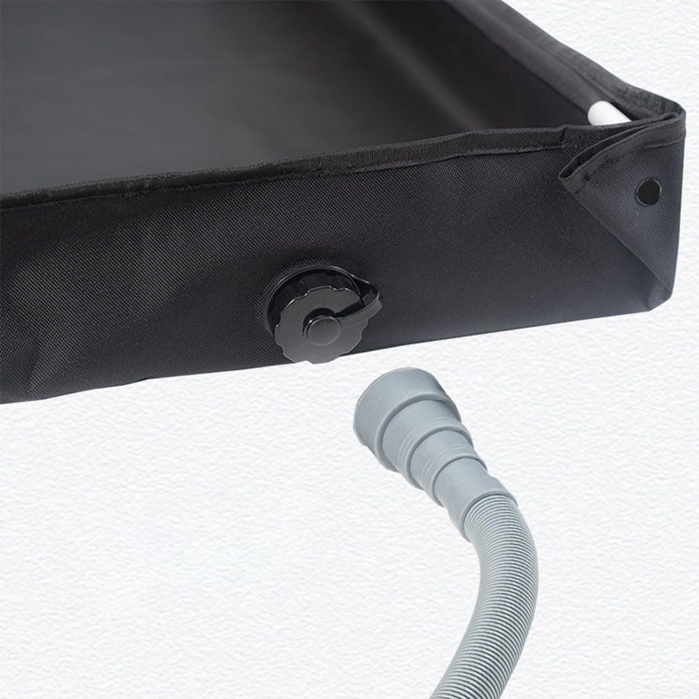Base doccia pieghevole, piatto doccia portatile, base doccia pieghevole da campeggio, piatto doccia portatile con tubo di scarico, 80 x 80 x 10 cm, tessuto Oxford + PVC (nero)