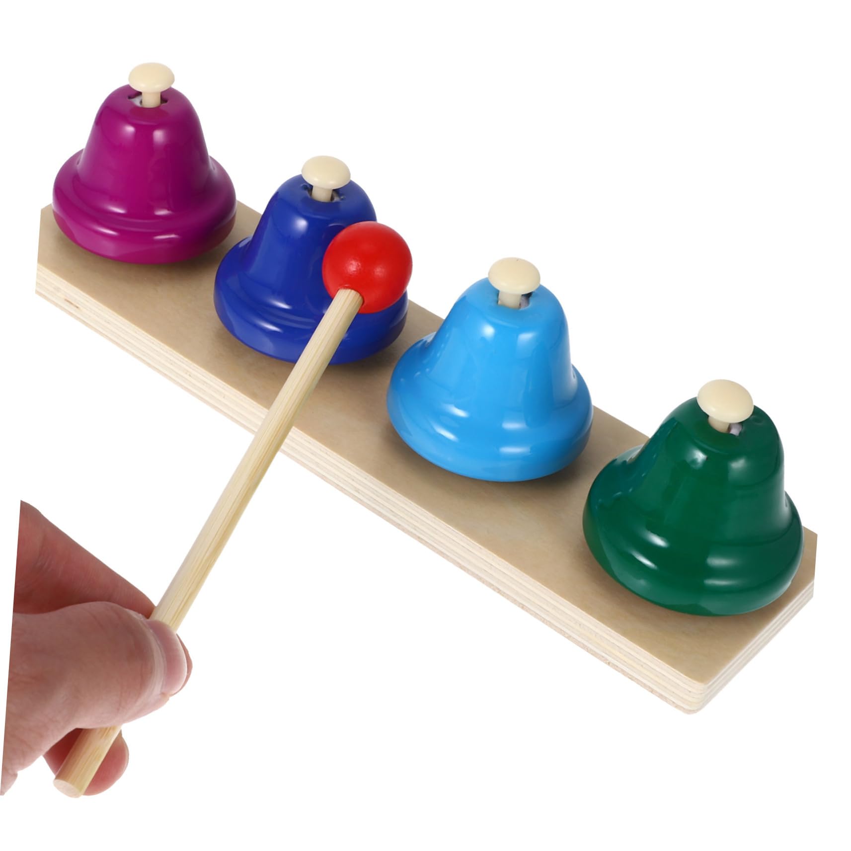 Juego de 2 Campanas de Mano de Instrumentos de Percusión para Niños, Juguetes Musicales de Madera Portátiles Tonos Variados para Desarrollo Sensorial y Habilidades Motoras