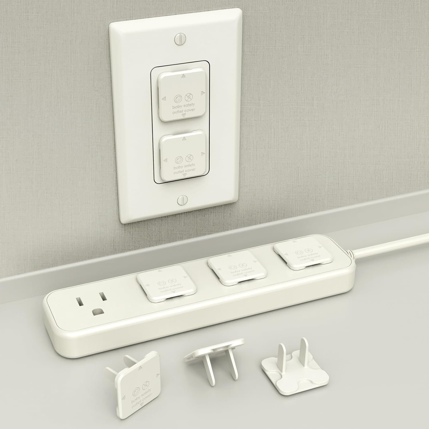 50 Pieces of Electrical Plug Protective Covers, Outlet Covers, Child Safety Protection Socket Protectors, Suitable for Offices and Homes. I am a Power Strip Plug (White)