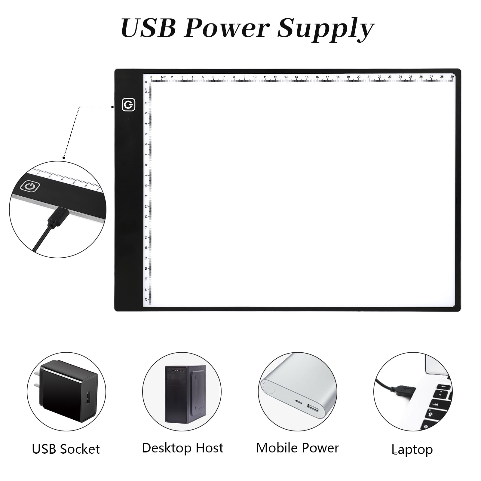 Zecti Tavoletta Luminosa A4 Ultra Sottile – 6 Livelli Di Luminosità, Alimentazione USB, Superficie 12,1x8,58″, Ideale Per Disegni, Tatuaggi, Animazione, Bozzetti E Architettura