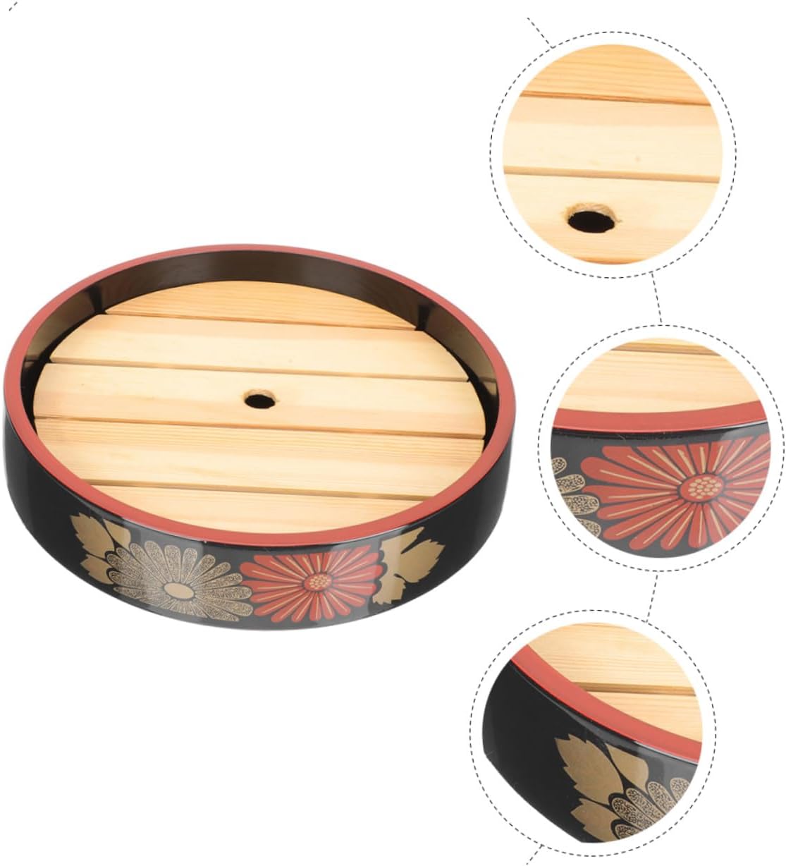 NUOBESTY Salmon Sashimi Serving Tray Sushi Plate 24.5cm round Japanese Food Tray with 20cm Drain Board Reusable Sushi Serving Dish for Daily Home Dining
