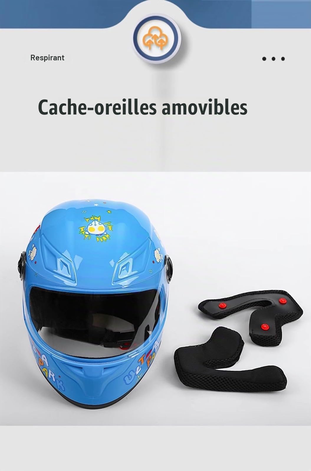 Casque Intégral pour Enfants, Moto, Scooter Électrique, VTT, Homologué avec Pare-Soleil pour Garçons Et Filles De 3 À 10 Ans