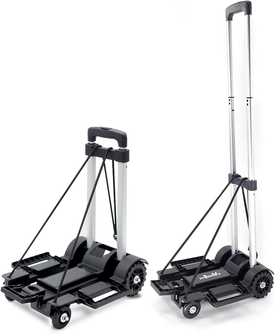 ZHJINGYU Folding Hand Truck Trolley,Utility cart with 4 Wheels & 2