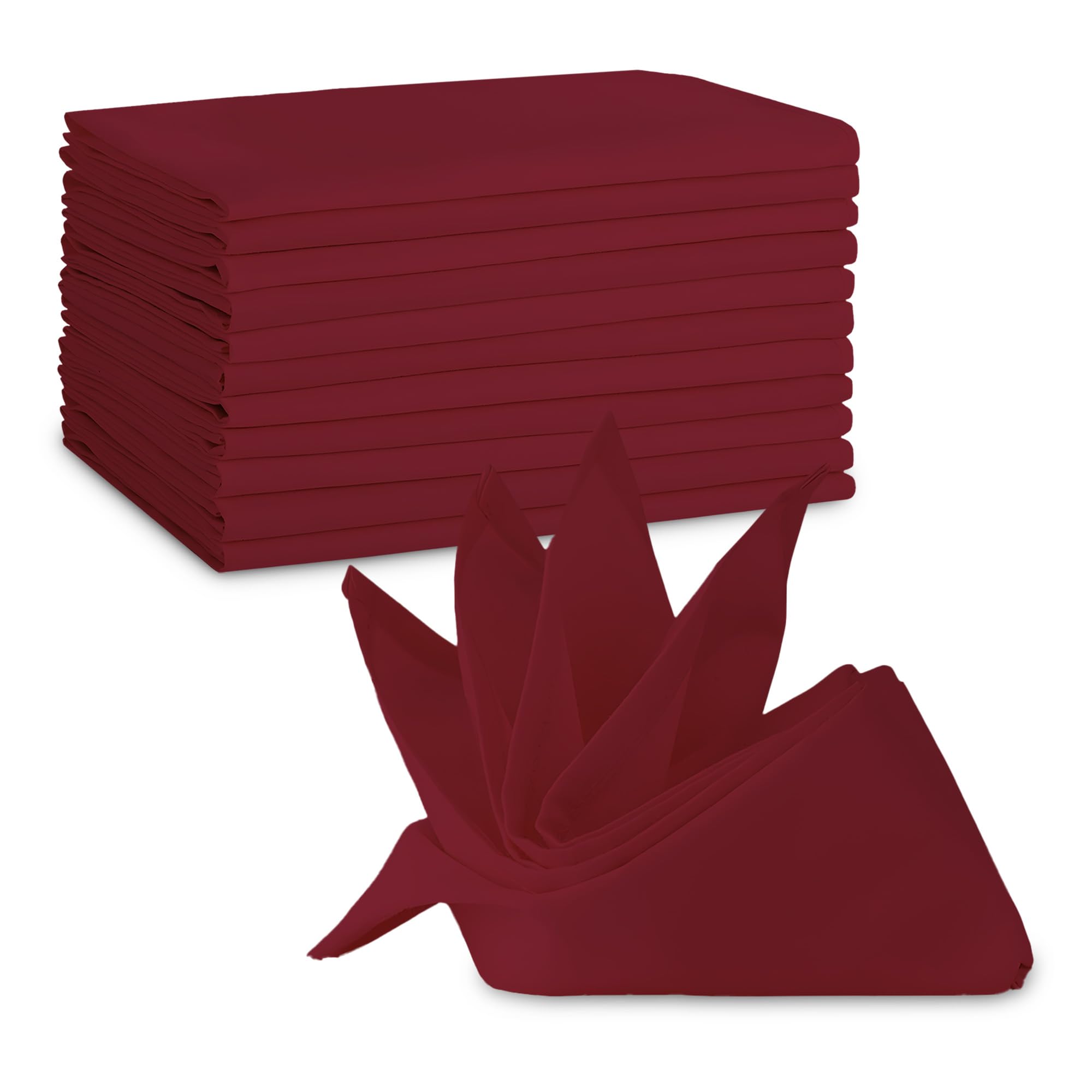 100% Polyester Table Napkins - 20" x 20" Cloth Napkins for Formal Dining, Weddings, Events, Restaurants, Durable & Machine Washable with Elegant Finish - Burgundy, 4pcs