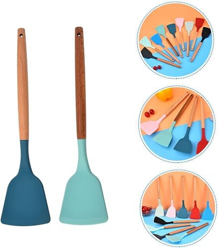 Miniatura 3 de KICHOUSE Juego de 2 espátulas de silicona para espátulas de silicona, juego de utensilios antiadherentes, volteador de huevos, volteador de wok,