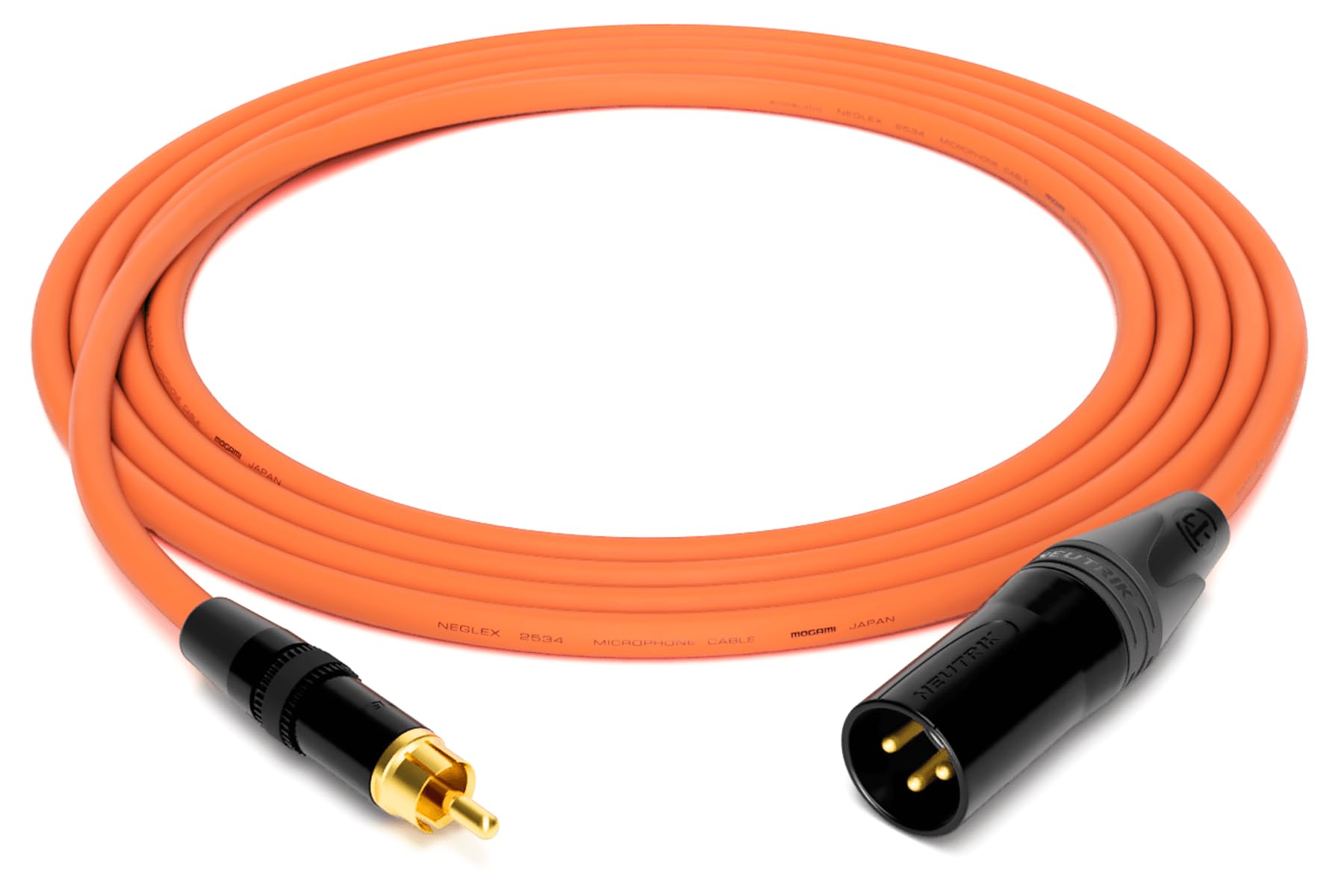 enoaudio Mogami 2534 Quad Professionel Studio kabel | Neutrik Gold Cinch RCA - męski XLR | HiFi, pomarańczowy, 7,0 m