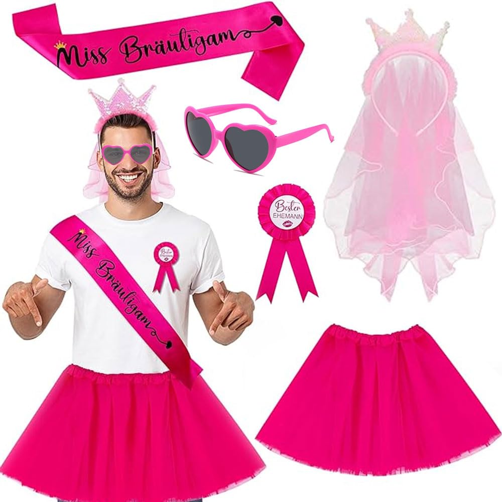 Disfraces de hombre para despedidas de soltero,Disfraz despedida soltero de JGA para hombre,Disfraces despedida soltera con gafas de amor rosas,con insignia,tutú para hombre,velo JGA para hombre
