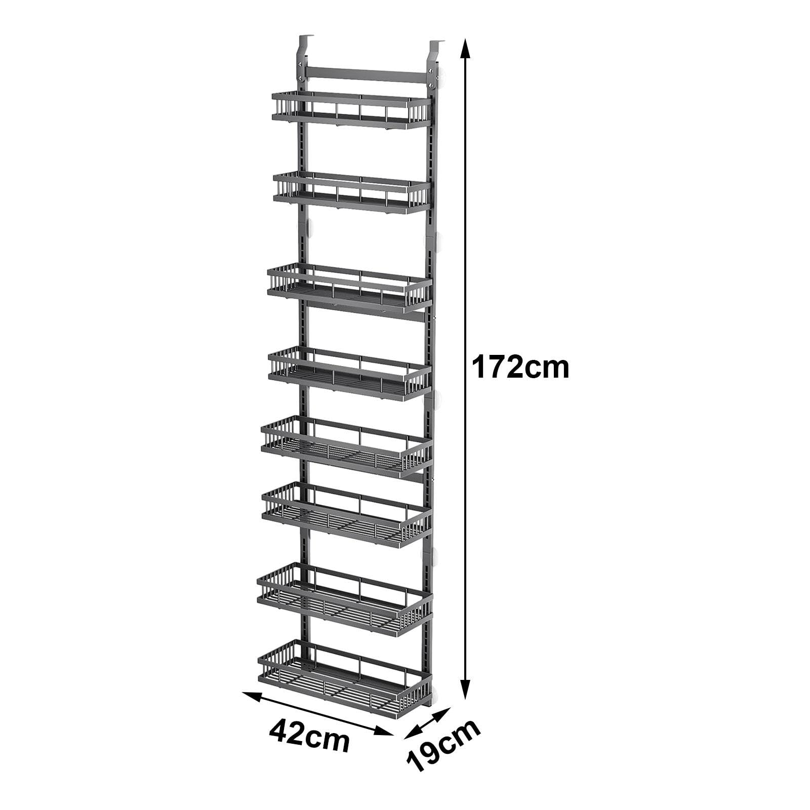 Organizador sobre La Puerta con Estantes Alacena Colgante Especiero de Pared Repisa Ajustable Metal Resistente Ahorro de Espacio Y Altura Regulable Al