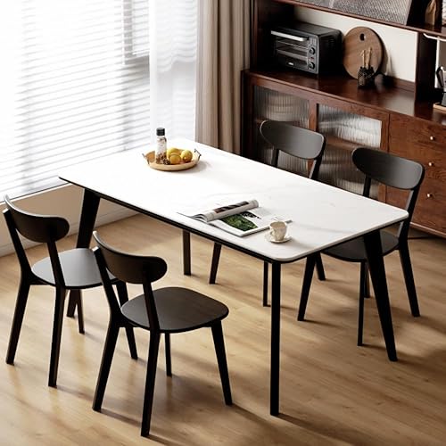 Sillas de comedor, 100% madera maciza de roble, silla moderna con respaldo curvo, sillas de cocina y comedor, silla moderna para sala de estar Negro