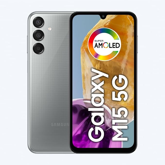 Galaxy M15 5G, 6.000mAh, Câmera Tripla até 50MP, 128GB – Cinza Galaxy M15 5G, 6.000mAh, Câmera Tripla até 50MP, 128GB – Cinza