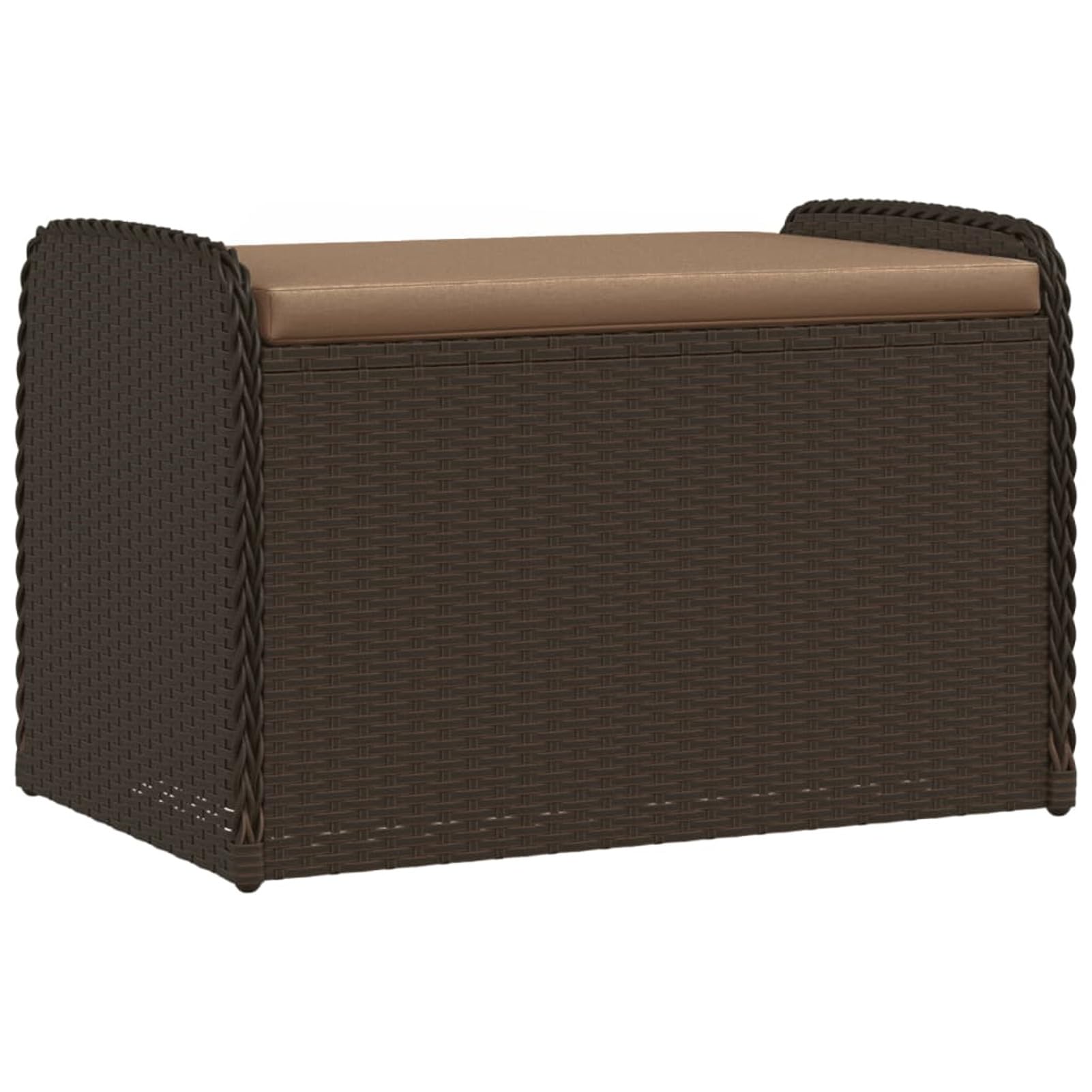 Sitzbank mit Stauraum & Kissen Sitzbox Mit Stauraum Storage Chest Stauraum Bank Sitztruhe Mit Stauraum Braun 80x51x52 cm Poly Rattan
