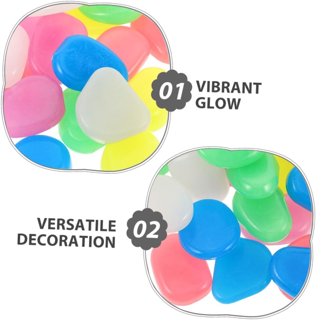 Homoyoyo 55pcs Glow in The Dark Pebbles Stones 4.5cm Luminous Gravel for Aquarium Fish Tank Garden Pathway Decoration