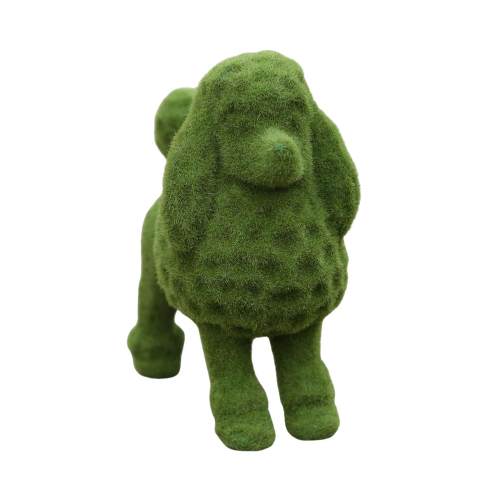Statue de caniche floquée en résine verte décoration pelouse et maison