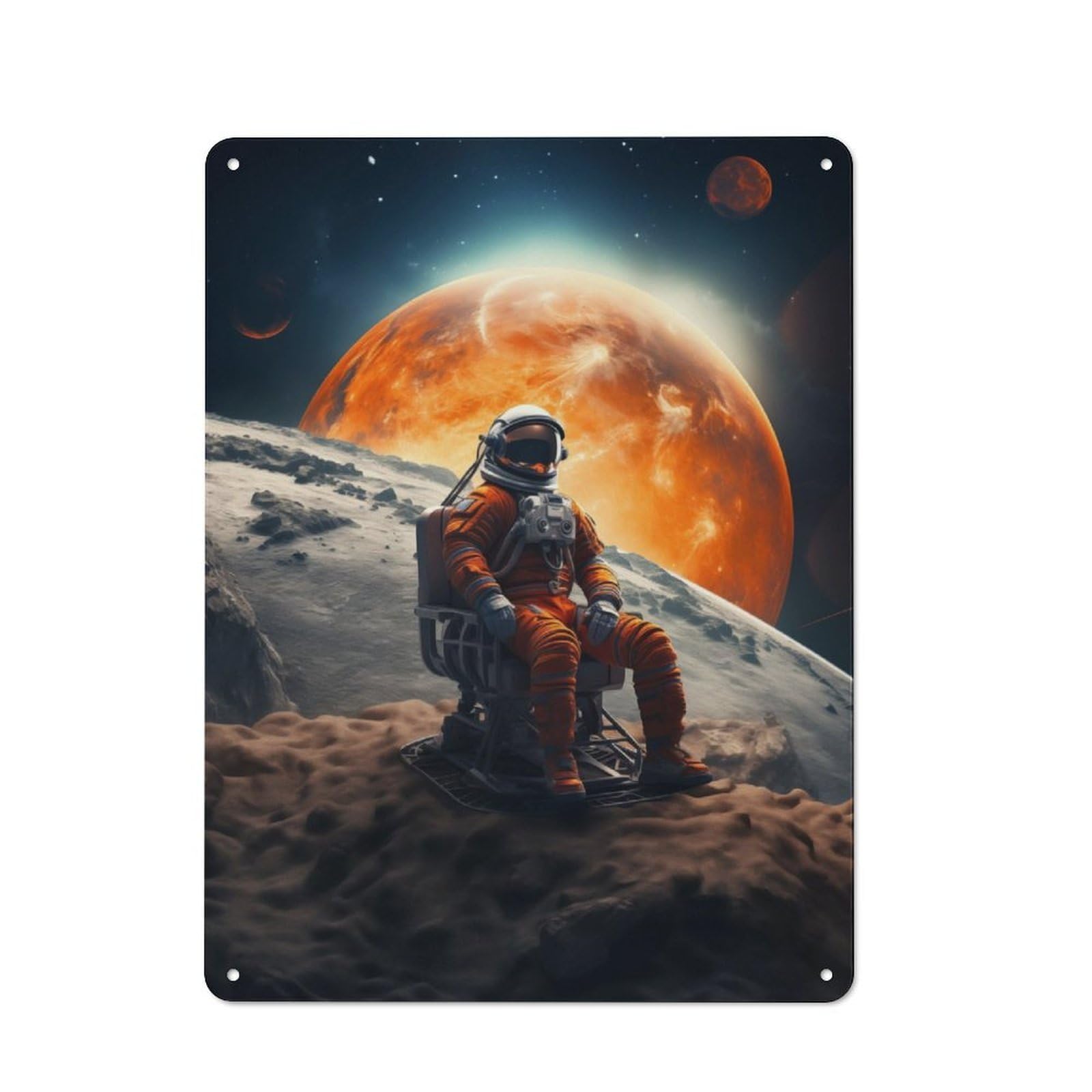 Vintage Tin Sign 40x30cm with Astronaut for Garage Wall, Suited to People Furnishing A Garage
