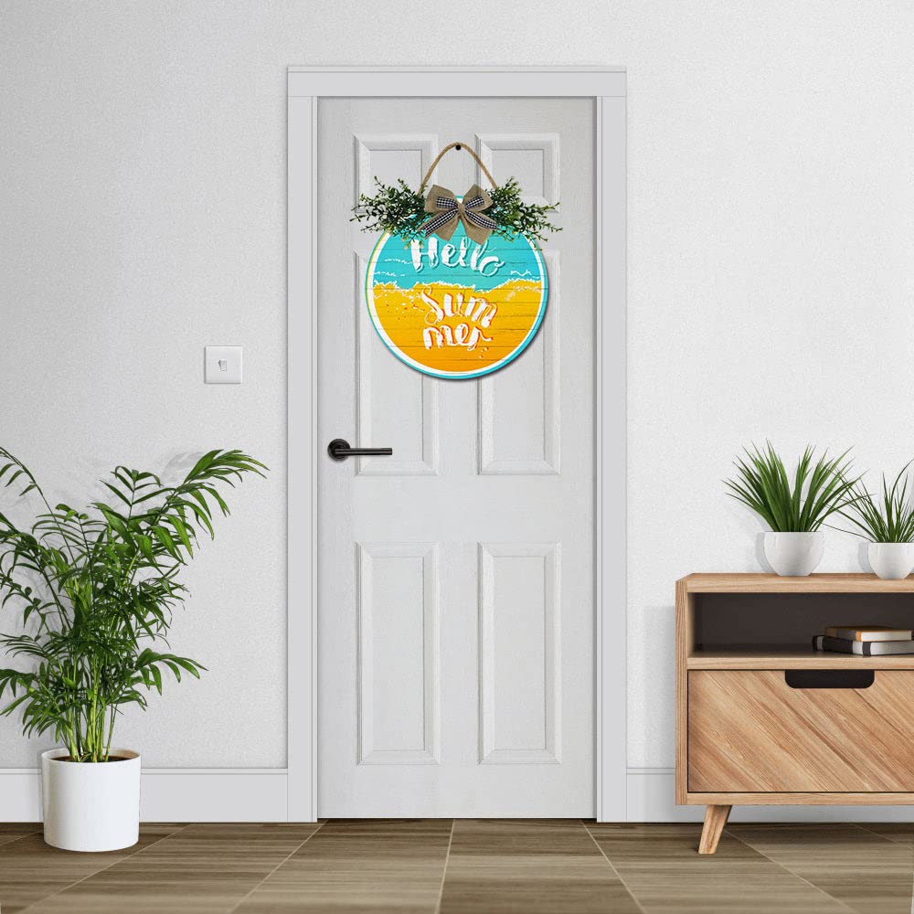 Targa Decorativa Estiva 'Hello Summer' – Ghirlanda In Legno 3 Pezzi Con Ciabatte, Gelato E Scritta – Decorazione Da Porta O Parete, 57,9x33 Cm - 3