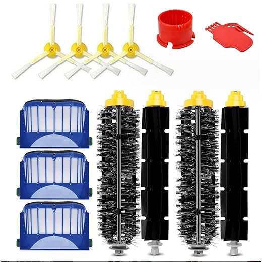 ZahoTse Kit de peças de reposição para irobot Roomba 600 séries 694 676 675 692 695 677 671 655 645 690 680 660 650 620 614 robô, 2 cerdas e 2 escovas de batedeira, 3 filtros, 4 lados Escova (conjunto 1)