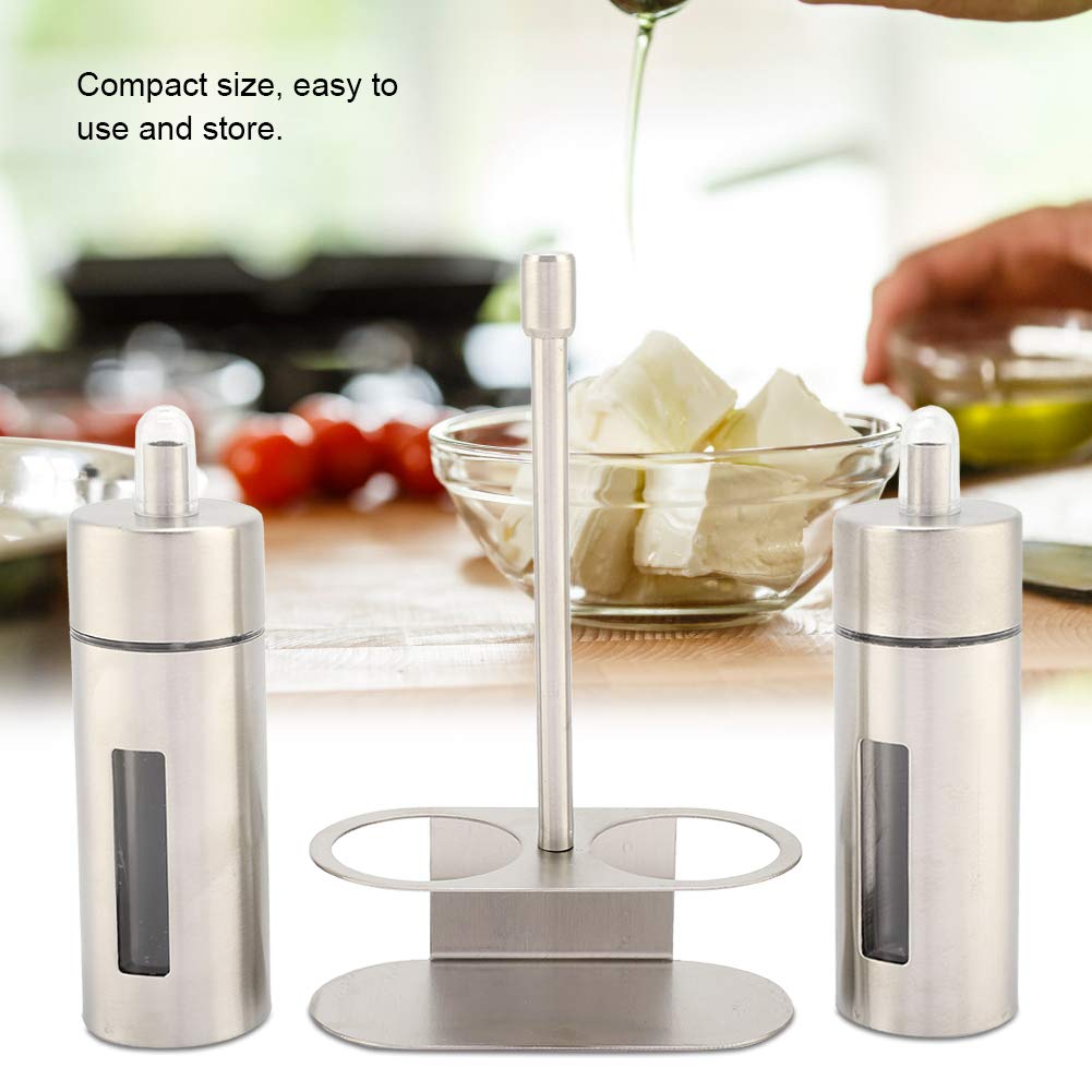 Set di bottiglie per olio in acciaio inox, contenitore per olio d'oliva e aceto per salsa di soia, design a prova di perdite, barattolo per condimenti per olio commestibile per cucina