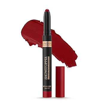 INSHINE Showstopper Ultra Matte Lipstick | No Transfer & Waterproof Formula | Long-Lasting Intense Colour Payoff with One Swipe | Enriched with Vitamin E & Jojoba Oil (807 Maroon Magic)