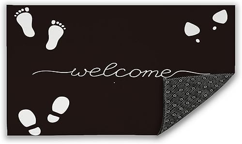 Mogifedc Tapete de bienvenida para puerta delantera, diseño de pantuflas con huellas, decoración de interiores, entrada, interior, antideslizante,