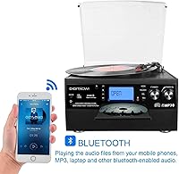 Vista 3 de DIGITNOW Tocadiscos con Bluetooth y altavoz estéreo, convertidor de LP de vinilo a MP3 con CD, casete, radio, entrada auxiliar y codificación