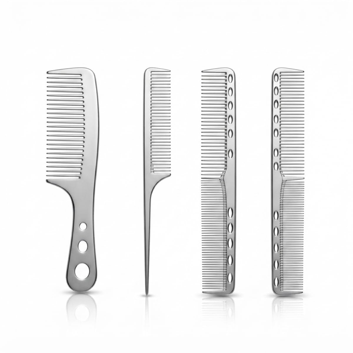 4-Piece Professional Metal Hair Comb Set – Aluminum Hair Cutting & Styling Combs with Long, Short, Handle & Tail Comb-image-39