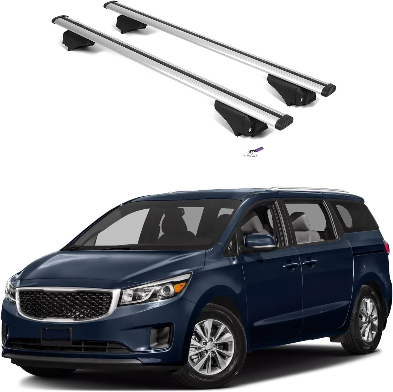 ERKUL Roof Rack Cross Bars for Kia Sedona 2015-2021 | Aluminum Crossbars with Anti Theft Lock for Rooftop | Compatible with Flush Rails - Black