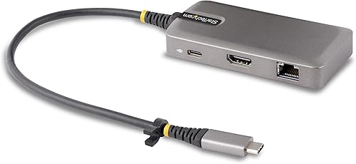 StarTech. com Adaptador multipuerto USB-C - 4K 60Hz HDMI - HDR - 2 puertos 5Gbps USB 3.0 Hub - 100W Power Delivery Pass-Through - GbE - Funciona con
